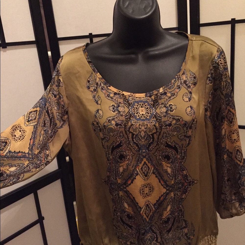 Green satin blouse
